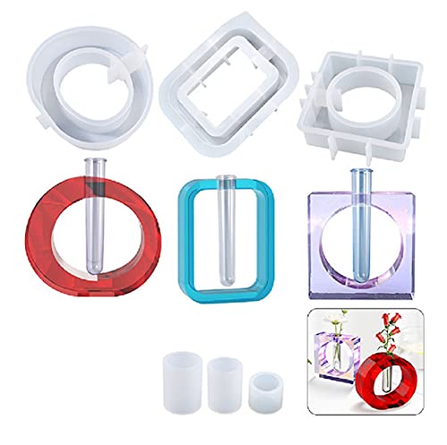 Yalulu 3 Stück Blumenvase Silikon Epoxidharz Formen, DIY Vasen Harzformen, Blumen Topf Silikonform DIY Harz Formen Gießform Für DIY Fertigkeit Schmuckherstellung (3 Sets Silikonform) von Yalulu