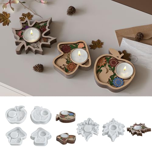 Yalulu 3 Stück Kerzenhalter-Form, Silikonform Teelichthalter, Beton Gießform Kerzen für Candle Holder, Silikonformen Gießformen für Kerzenherstellung von Yalulu