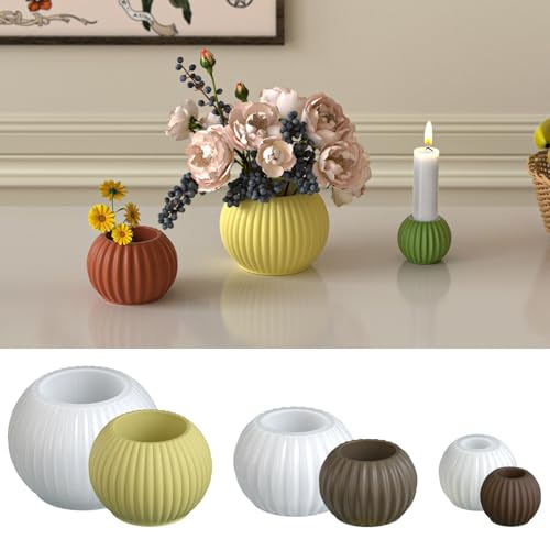 Yalulu 3 Stück Silikonform Kerzenhalter Beton Gießform Kerzen für Candle Holder, Silikonformen Gießformen Silikon Gießform Kerzenhalter zum gießen für Stabkerzen Teelichter von Yalulu