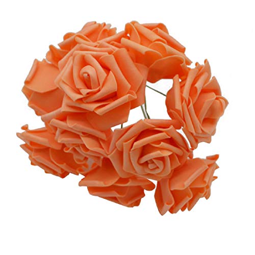 Yalulu 50 Stück 8CM Foamrosen Schaumrosen Blumenköpfe Schaumköpfe Künstliche Kunstblumen Rosen Rosenköpfe Brautstrauß Party Hause Deko (Orange) von Yalulu