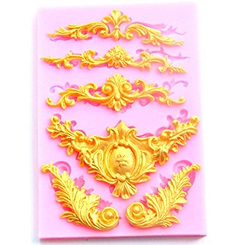 Yalulu Relief Spitze Barock Blumenrebe Form Silikon Formen, 3D Silikon Backform für Kuchen-Fondant Dekorieren von Yalulu