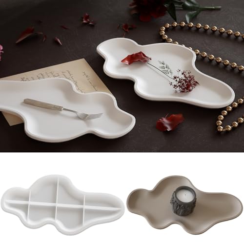 Yalulu Unregelmäßiges Tablett Silikonform, Groß Tablett Silikonformen GießFormen, Obst Tee Epoxidharz Formen DIY Untersetzer Gießformen Kerzenhalter Silicone Molds von Yalulu