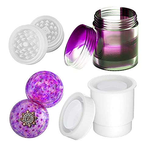Yalulu 2 Stück Zylinder Flasche Grinder Crusher Epoxidharz Formen Molds Silikonform Gießform Schmuck Box Resin Harz Form Schmuckschatull Box Resin Molds von Yalulu