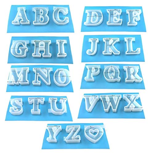 Yalulu Groß Alphabet Epoxidharz Formen Resin Mold Form Silikonform Gießform DIY Harz Casting Formen Silikon Schmucksache Silikonform (1 Set) von Yalulu