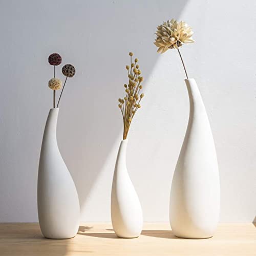 Vase Set mit 3 dekorativen Mini-Flaschen, Flaschen, Heimdekoration, Tisch, Schreibtisch, Bücherregal, Ornamente, Flaschen, weiß, kreativ (Color : White) Wohnkultur von Yalych