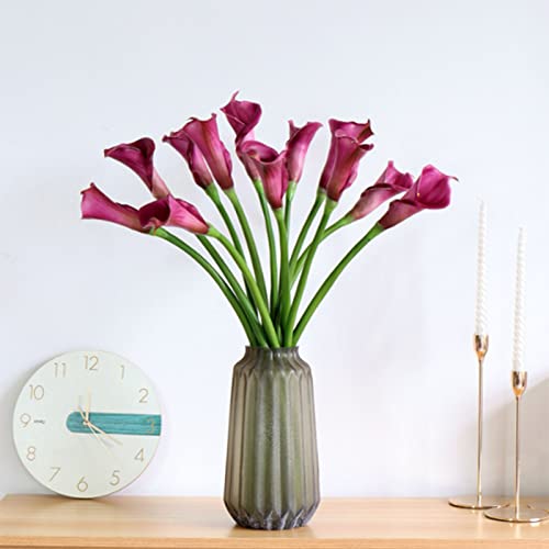 YalzoneMet Künstliche Blumen, 6 Stück, große Calla-Lilien, 63,5 cm, fühlt sich echt an, langer Stiel, künstliche Calla-Blumen, für Hochzeitsstrauß, Tischdekoration, Heimparty, Dekoration (lila) von YalzoneMet