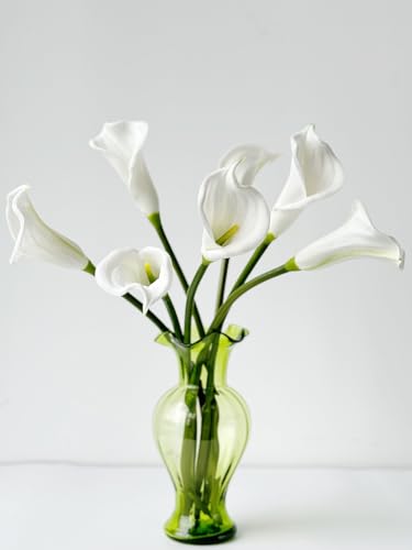 YalzoneMet Weiße künstliche Calla-Lilien-Blumen, 6 Stück, große Calla-Lilie, 63.5 cm, fühlt sich echt an, lange Stiel, künstliche Calla-Blumen, Tischdekoration, Heimparty-Dekoration von YalzoneMet