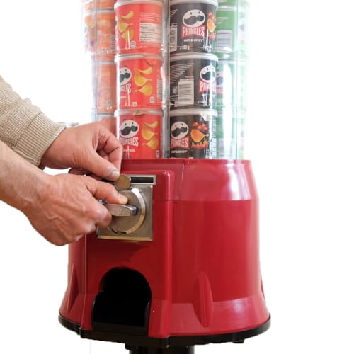 Chips Verkaufsautomat passend und kompatibel für die Pringles* Chips Dosen oder als Warenautomat, robuster einfacher Snackautomat ohne Strom (Rot) von YamYamPop