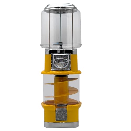 Mini Spiral Kaugummiautomat und Süssigkeitenautomat, Warenautomat mit Rutschbahn für kleine runde Artikel, attraktiver Verkaufsautomat für Kinder, robuster Süsswarenautomat ohne Strom (gelb) von YamYamPop