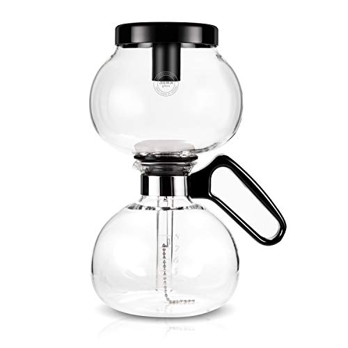 Yama Glass Herdplatten-Siphon Kaffeemaschine I Hitzebeständige Glas-Vakuumkaraffe I Siphonbrauer für Gas-und Elektro-Rangetops I inkl. wiederverwendbarem, waschbarem Stofffilter, farblos, 32oz (8 cup) von Yama Glass