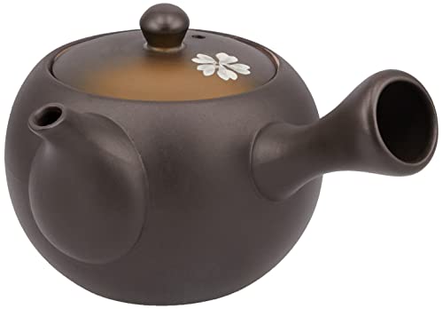 Yamakiikai Japanische Keramik Kyusu Teekanne Schwarz Kirschblüte mit Edelstahlsieb Y636 aus Japan von Yamaki ikai