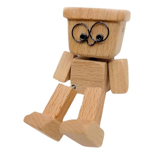 Yamaler Wackelnde Holzfigur – Handgefertigte Holzpuppe mit Wackelfüßen und 12 Magnetischen Gesichtern – Nachhaltige Auto-Dekoration fürs Armaturenbrett, Schreibtisch & Regal – Holzfigur Geschenk (M) von Yamaler