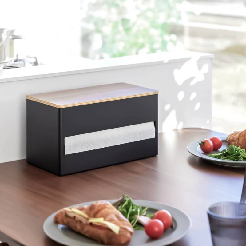 Küchenrollenhalter modern aus Metall schwarz stehend mit Ablage "Rin" japanisches Design Yamazaki Home von Yamazaki