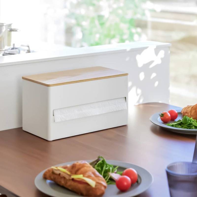 Küchenrollenhalter modern aus Metall weiß stehend mit Ablage "Rin" japanisches Design Yamazaki Home von Yamazaki