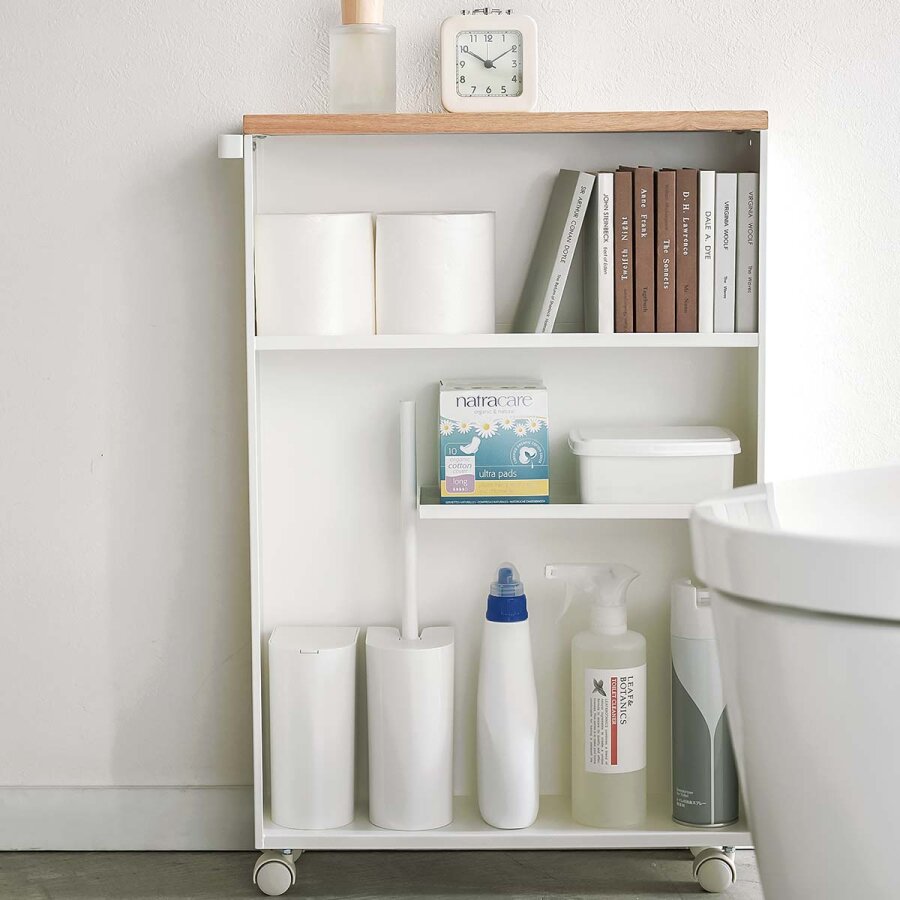 Toilettenpapier Aufbewahrung Badwagen 45x68x13cm schmal auf Rollen "Tower" weiß Yamazaki Home 4306 von Yamazaki