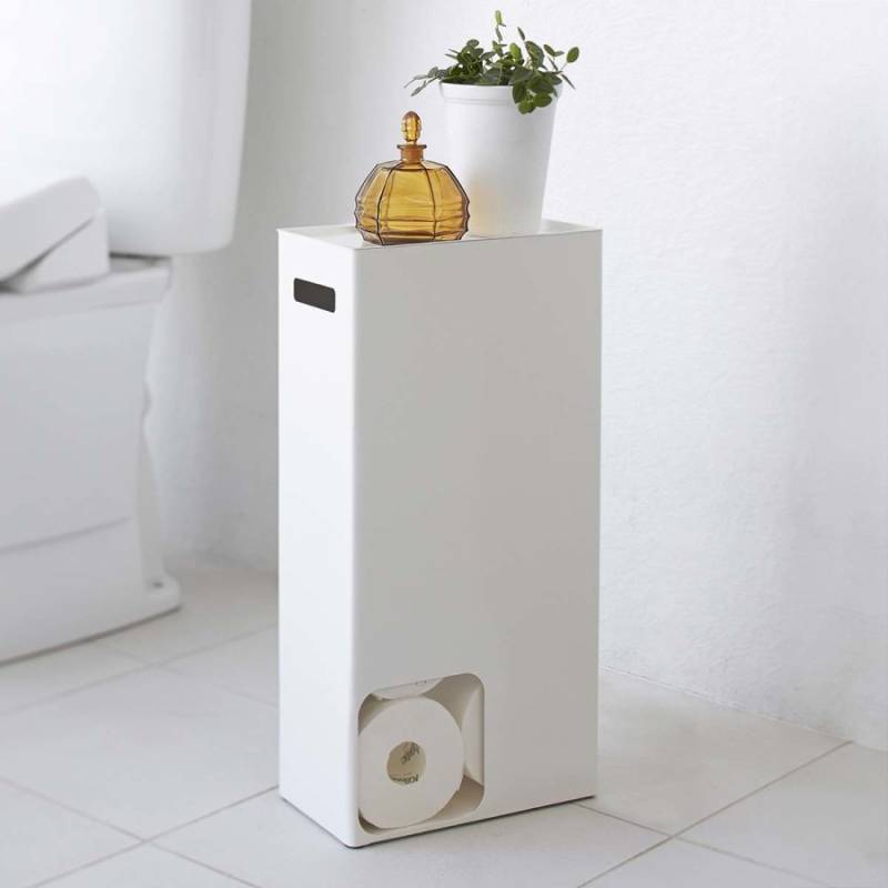 Toilettenpapier Aufbewahrung Design, weiß, 23x48x12cm für bis zu 8 Rollen stehend "Tower" WC-Rollen Ersatzspender für Klopapier YAMAZAKI HOME von Yamazaki