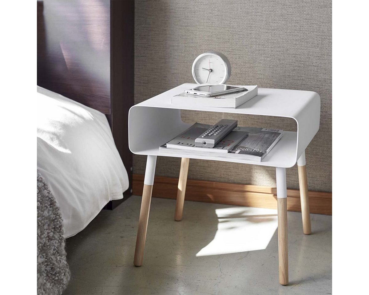 Yamazaki Beistelltisch Plain" Design Ablagetisch, mit 2 Ebenen, Sofatisch, Nachttisch, 35x35x35cm, weiß" von Yamazaki