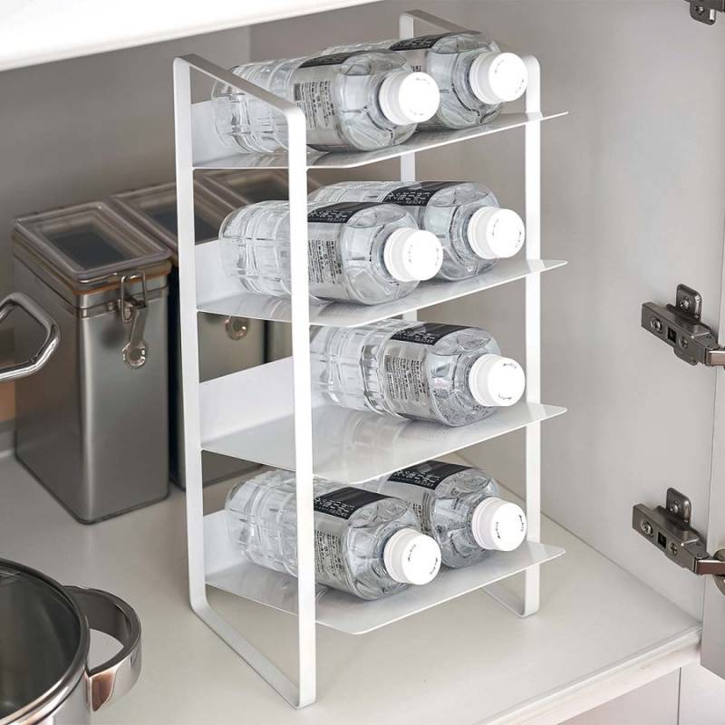Yamazaki Home Flaschenregal aus Metall 20x40x20cm "Tower", Aufbewahrungsregal für Flaschen, Flaschenlanlage, Flaschenspender, Schrankregal, weiß von Yamazaki