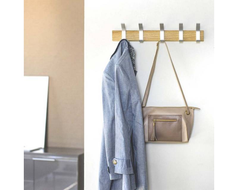 Yamazaki Garderobenleiste Rin, Hakenleiste, Wandleiste, 5 Haken, modernes Design von Yamazaki
