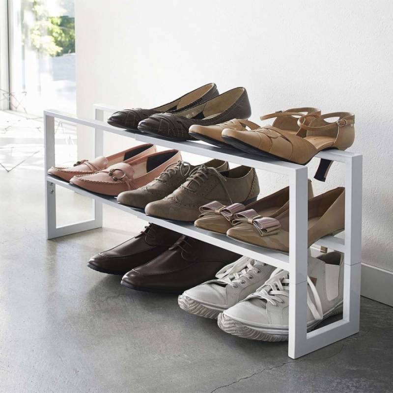 Schuhregal 38-70x30x15cm ausziehbar "Line" weiß Yamazaki Home von Yamazaki