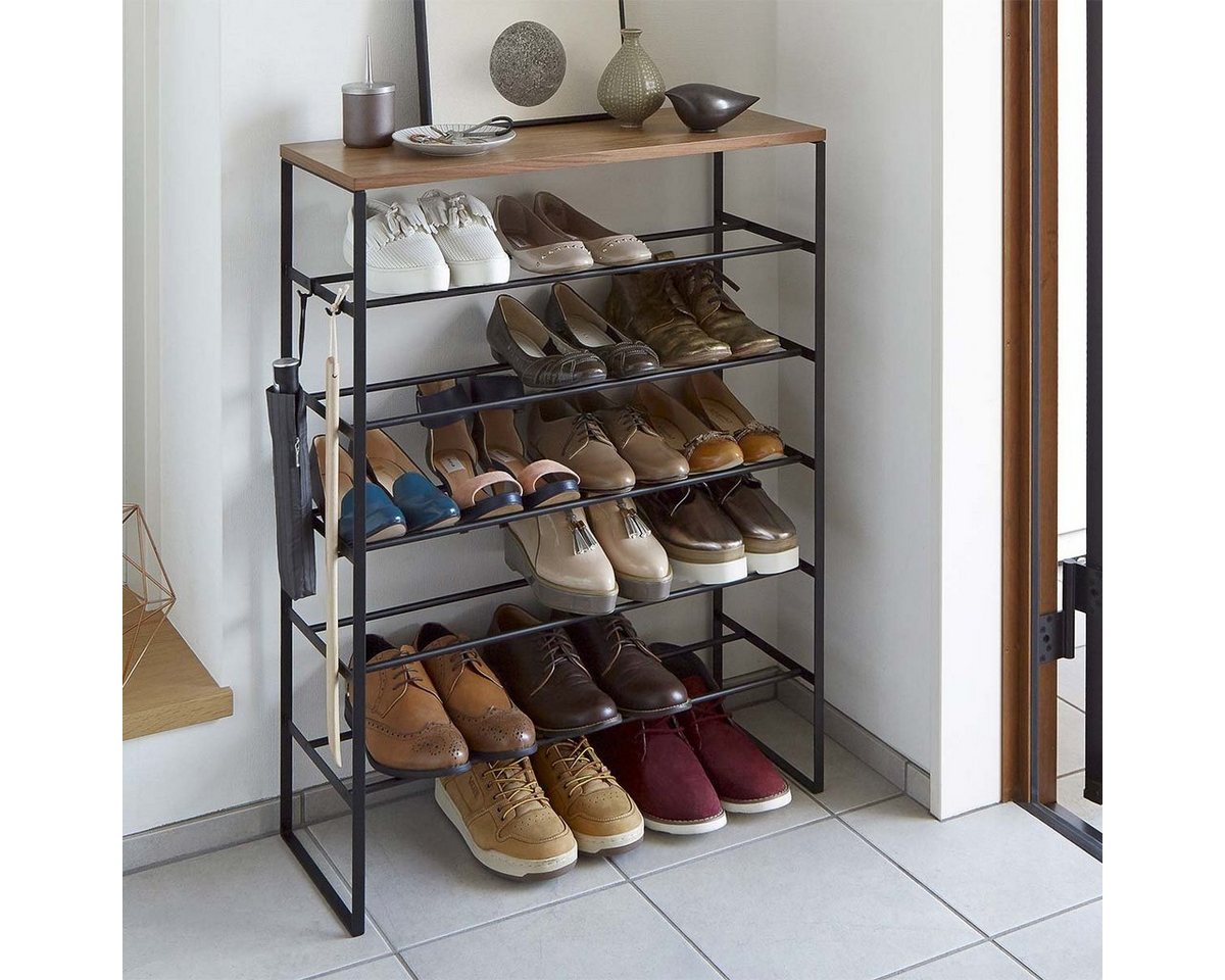 Yamazaki Schuhregal Tower" 66x87x25cm schmal, platzsparend, Schuhablage, Metall, 15 bis 18 Paar Schuhe, freistehend, mit Ablage" von Yamazaki