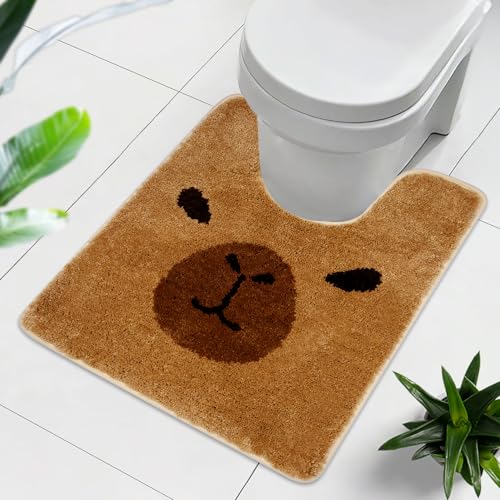 Yamepuia Badezimmerteppich - Capybara Wc Vorleger Mit Ausschnitt,Badteppich rutschfest Waschbar,Weich und Saugfähig Badematte Wc Teppich für Freistehende Toiletten,Geschenke für Mutter,Braun 63x52cm Yamepuia Badezimmerteppich - Capybara Wc Vorleger Mit Ausschnitt,Badteppich rutschfest Waschbar,Weich und Saugfähig Badematte Wc Teppich für Freistehende Toiletten,Geschenke für Mutter,Braun 63x52cm von Yamepuia