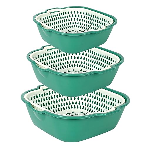 6 PCS Küchen Abtropfsieb, Küchensiebe, Abflusskorb Seiher Sieb, Multifunktion Vegtable/Obst Küche Sieb Teesieb Salatseiher zum Abtropfen - Große, mittlere, kleine Größe (A-Mint Green, One Size) von Yamjisen