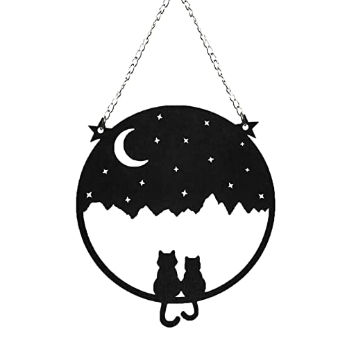 Halloween Katze Silhouette Dekorative Sonnenfänger Ornamente Katze Silhouette Dekorative Garten Ornamente Sonnenfänger Ornamente Dekorative Garten Ornamente Halloween Fenster (b-Multicolor, One Size) von Yamjisen