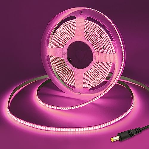 Yamlten DC 1m 12V COB LED Streifen Rosa,ip20 Nicht wasserdicht 320LEDs LED Strip,flexibles LED Band für TV Hintergrundbeleuchtung,Schrank,Schlafzimmer.(Stromversorgung schließt aus) von Yamlten