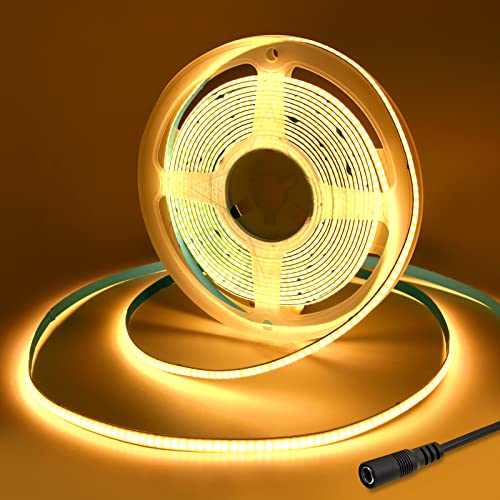 Yamlten DC 2m 12V COB LED Streifen,3000K Warmweiss,ip20 Nicht wasserdicht 320LEDs LED Strip,flexibles LED Band für TV Hintergrundbeleuchtung,Schrank,Schlafzimmer.(Stromversorgung schließt aus) von Yamlten