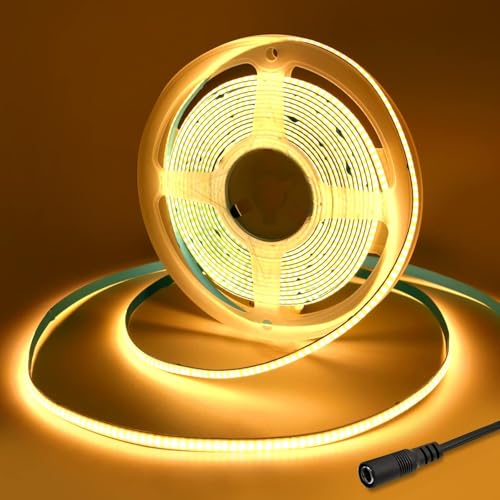 Yamlten DC 1m 12V COB LED Streifen,3000k Warmweiss,ip20 Nicht wasserdicht 320LEDs LED Strip,flexibles LED Band für TV Hintergrundbeleuchtung,Schrank,Schlafzimmer.(Stromversorgung schließt aus) von Yamlten