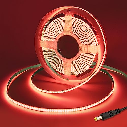 Yamlten DC 4m 12V COB LED Streifen Rot,ip20 Nicht wasserdicht 320LEDs LED Strip,flexibles LED Band für TV Hintergrundbeleuchtung,Schrank,Schlafzimmer.(Stromversorgung schließt aus) von Yamlten