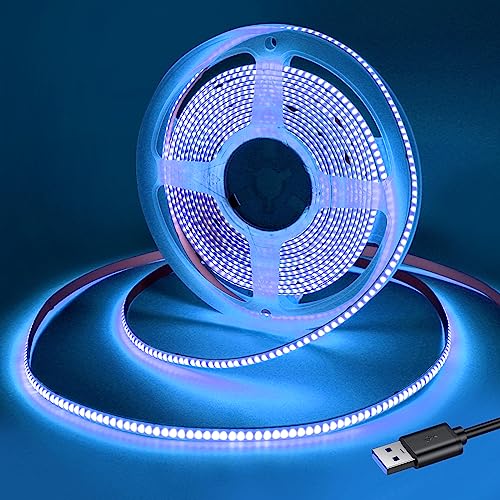 Yamlten USB 2m 5V COB LED Streifen Blau,ip20 Nicht wasserdicht 320LEDs LED Strip,flexibles LED Band für TV Hintergrundbeleuchtung,Schrank,Schlafzimmer.(Stromversorgung schließt aus) von Yamlten