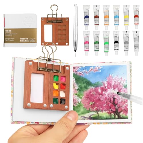 Yamobi 10 Stück Mini Aquarell Reiseset, Tragbare Nano Mischpalette, Mini Farbkasten für unterwegs,Portable Watercolor für Erwachsene von Yamobi