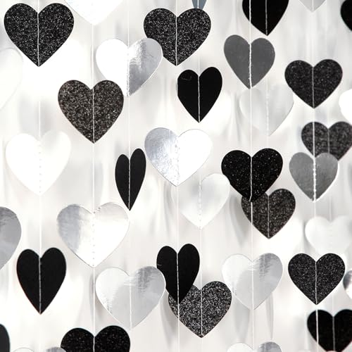 Yamobi 52 Ft Papier Girlande,Schwarz Weiß Silber Party Dekoration Herz Girlande,Metallisches Papier Hängende Girlande für Jahresta,ideal für Hochzeit,Weihnachten Yamobi 52 Ft Papier Girlande,Schwarz Weiß Silber Party Dekoration Herz Girlande,Metallisches Papier Hängende Girlande für Jahresta,ideal für Hochzeit,Weihnachten von Yamobi