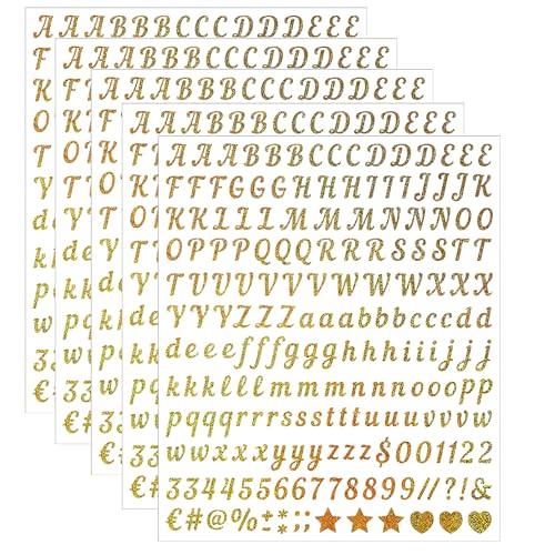 Yamobi Goldene Glänzende Buchstaben Aufkleber Set, 5 Blatt Goldene Schriftzug Aufkleber Wunschtext, Aufkleber Personalisiert, Sticker Personalisiert Yamobi Goldene Glänzende Buchstaben Aufkleber Set, 5 Blatt Goldene Schriftzug Aufkleber Wunschtext, Aufkleber Personalisiert, Sticker Personalisiert von Yamobi