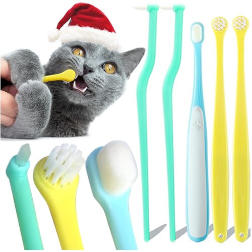 Yamobi Hundezahnbürste Set Für Kleine Hunde Und Katzen, 5-teiliges Zahnpflege Kit Mit Mikro- Und Rechteckigem Kopf, Ideal Für Empfindliche Zähne Und Effektive Reinigung von Yamobi