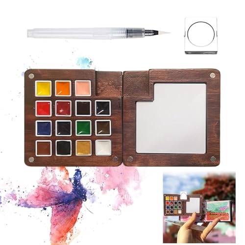Yamobi Malkasten Mini Aquarell, Mini Aquarell Reiseset, Mini Aquarell Travel Set,Watercolor Paint Set,Mini Malset Für Unterwegs Erwachsene(15 Farben) von Yamobi