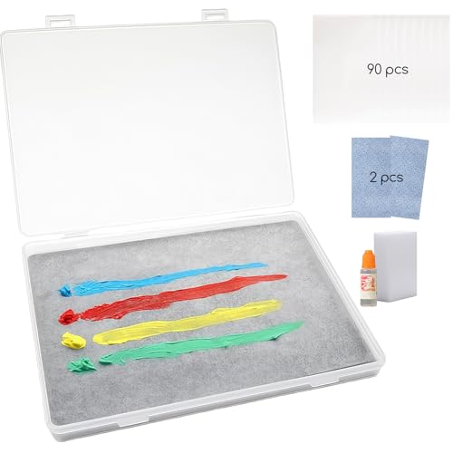Yamobi Wet Palette Set, Schwamm Papier, Mischpalette für Acryl-Miniaturen, tragbare Paletten inkl. 1 Schwämme & 90 Hydro-Blätter(17x 11cm) von Yamobi