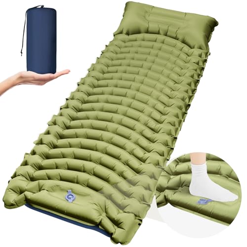 Yamokizy Isomatte für Camping, leichte Campingmatratze mit integriertem Kissen, Fußpumpe, kompakte und tragbare aufblasbare Matte, ideal für Outdoor-Campingausrüstung, Rucksackreisen, Wandern (Solo) Yamokizy Isomatte für Camping, leichte Campingmatratze mit integriertem Kissen, Fußpumpe, kompakte und tragbare aufblasbare Matte, ideal für Outdoor-Campingausrüstung, Rucksackreisen, Wandern (Solo) von Yamokizy