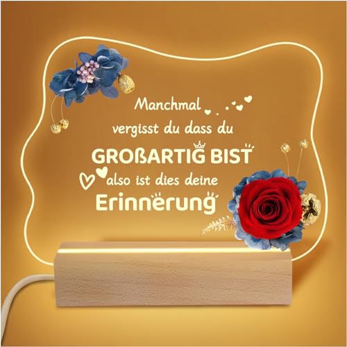 Yamonic Ewige Rose Geschenk für Frauen,Personalisierte Nachtlampe Geburtstagsgeschenk für Frauen,LED Nachtlicht Geschenke für Mama,Oma Geschenk,Ewige Blume Valentinstagsgeschenk,Erinnerung von Yamonic