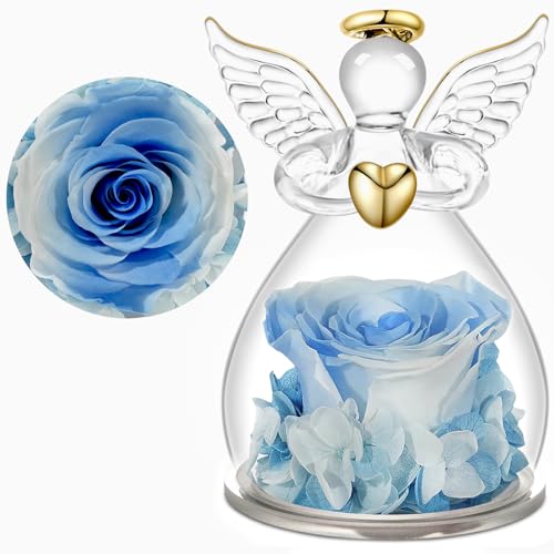 Yamonic Ewige Rose Geschenke für Mama,Muttertagsgeschenk Geschenke für Mama,Infinity Rosen Glas Engel Figuren mit Echte Rosen,Muttertag Blumen,Geburtstagsgeschenk für Frauen,Geschenk Oma,Schutzengel von Yamonic