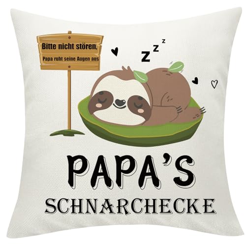 Yamonic Papa Geschenk Vatertagsgeschenk für Papa Geschenk Geburtstag Faultier Geschenk Faultier Papa Kissenbezug 45x45cm Geschenk zum Vatertag Papas Schnarchecke Geschenk Weihnachten von Yamonic