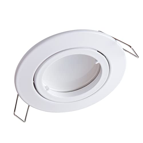 YanFeiYit 1x Premium Ultra Flach Led Einbauleuchte | 5W 230V austauschbares Keramik Modul | Dimmbar | Schwenkbar Einbaustrahler | Matt Weiß rund (Neutralweiß 4000K) von YanFeiYit