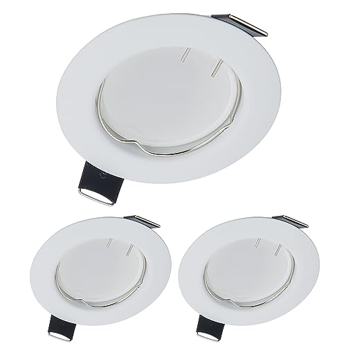 YanFeiYit LED Einbaustrahler Weiß 55mm Dimmbar - 230V GU10 Modul - 3 Watt 320lm 120° - Deckenspots für Wohnzimmer, Schlafzimmer, Flur und Dachboden (3er Set - Warmweiß) von YanFeiYit