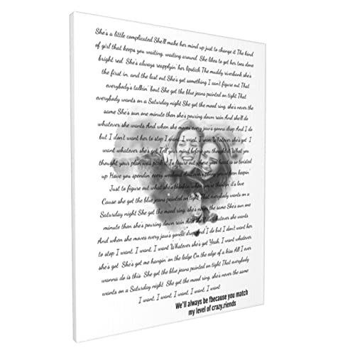 YanNanKe Individuelle Songtext-Leinwanddrucke mit Ihren Fotos Personalisierte Musiktext-Leinwandkunst Individuelle Bilderrahmen-Br.30cm x Höhe 40cm von YanNanKe