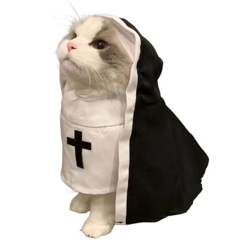 Yanayi Nonnenkostüm für Hunde, Nonnenkostüm für Hunde - Halloween Cosplay Lustiges Hundekostüm | Sister Habit Haustierstoff, niedliches Haustierkostüm für kleine Katzen von Yanayi