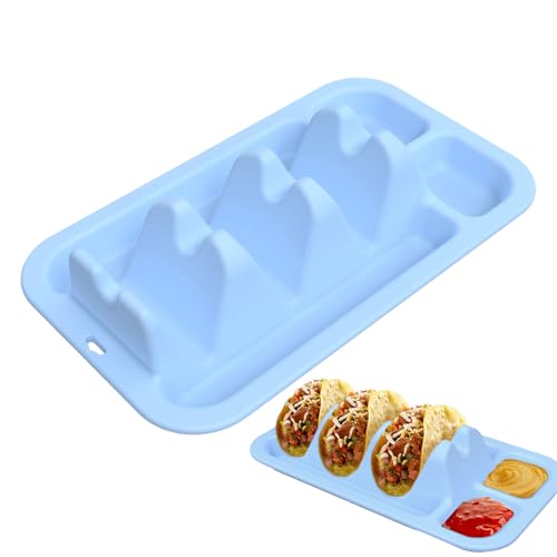 Yanayi Taco Halter, Taco Servierplatte mit 3 Trennwänden, Wiederverwendbare Antirutsch Silikon Schale Mit 2 Gewürzfächern Für Familie von Yanayi
