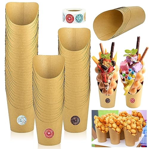 50 Stück Bubble Waffeln Tüten Snack-Container mit 12oz Kraftpapier Pappbechern und Pommes Halter für Waffeln, Pommes Frites von YancLife
