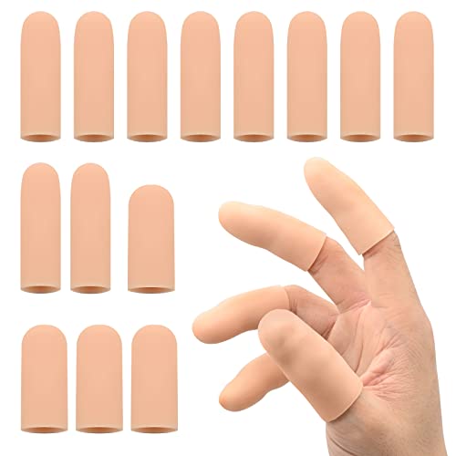 YancLife Fingerlinge(14 Stück), Fingerkuppenschutz Silikon Gel Fingerlinge Daumenschutz,Fingerhülsen,Fingerverbände für Verletzung,Handekzeme, Fingerknacken,Fingerarthritis（Hautfarbe） von YancLife